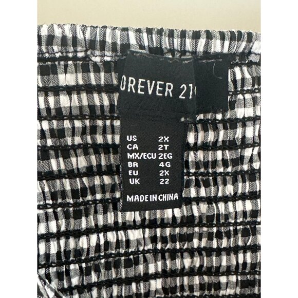 Black & White Gingham Check Ruffle Puff Sleeve Dress Size 2X 18 20 Summer‎ Plus - Picture 5 of 6